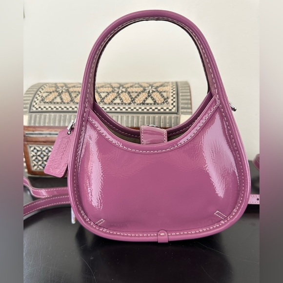 Coach Handbags - Coach Lilac Berry Purple Crinkle Patent Leather Mini Ergo Bag Like New